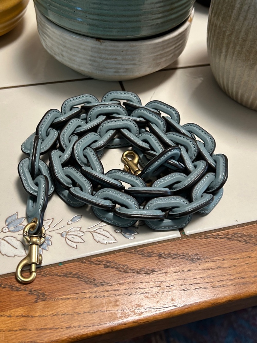 Coach Leather O Strap Blue